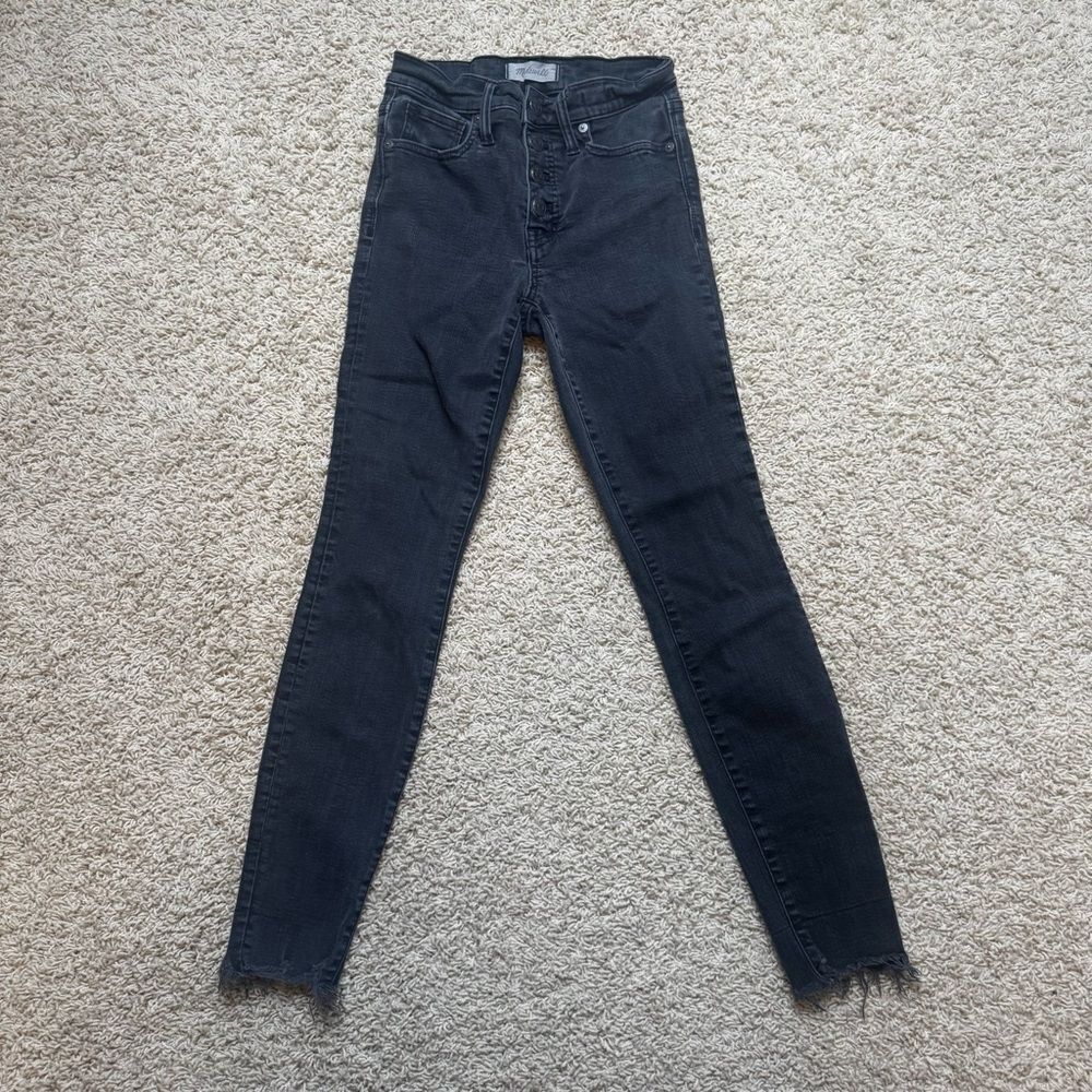 Madewell high rise skinny jeans button fly black denim size 26